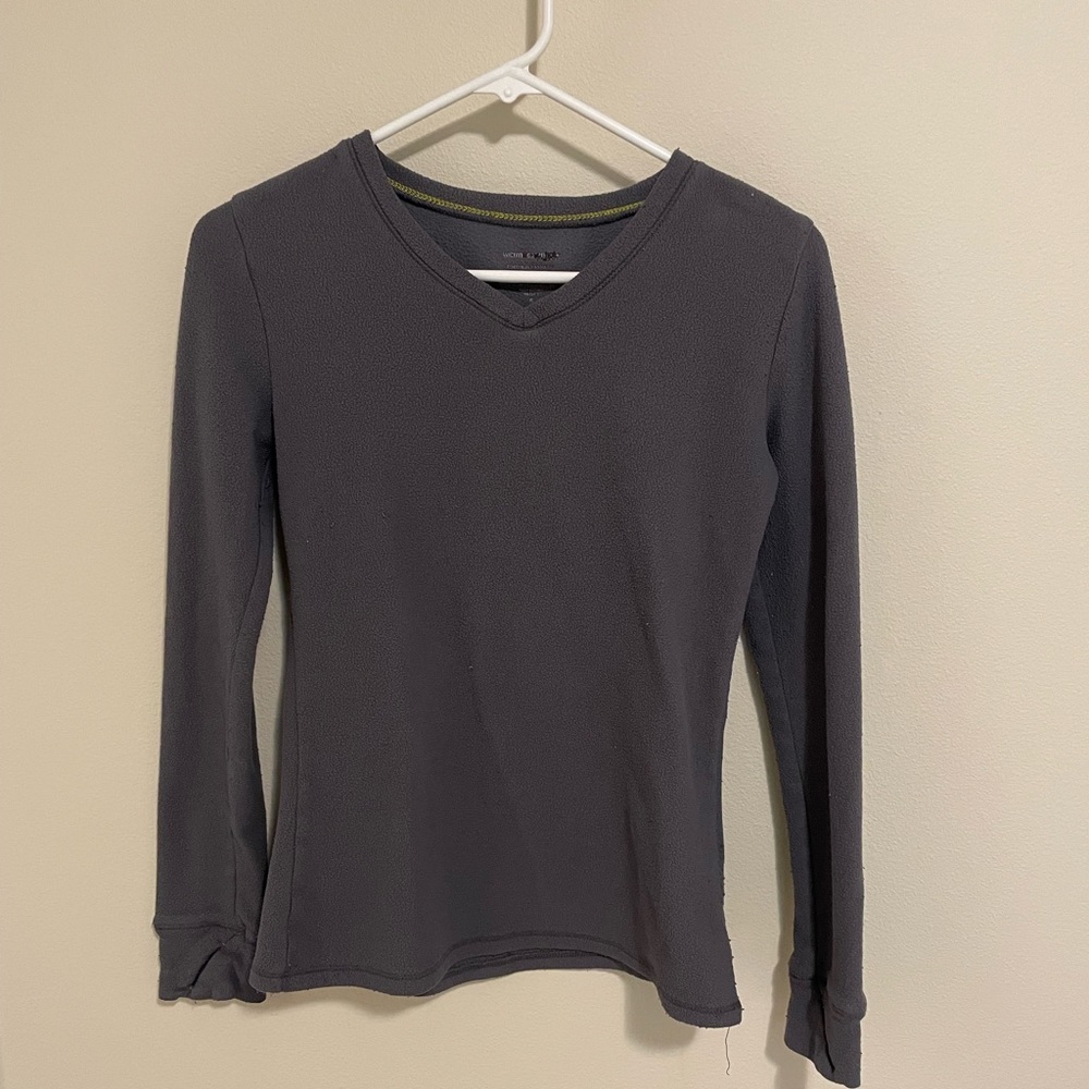 Cuddl Duds FleeceWear With Stretch Long Sleeve V Neck Top with Thumb Holes